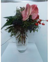 MAZZO FLOREALE CON ANTHURIUM ROSA